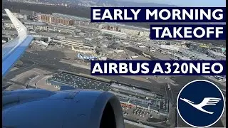 Lufthansa Early Morning Takeoff: Powerful A320neo Engines!