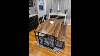 Live Edge Walnut Dining Table & Bench