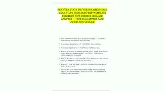 New York State DMV CERTIFICATION FINAL  EXAM STUDY GUIDE 20252026 COMPLETE  QUESTIONS WITH CORRECT D