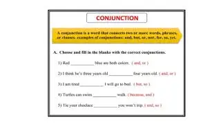 Worksheet on Conjunctions  Slide No  22