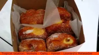 Leonards Bakery Haupia & Custard Malasadas - Oahu - Scott Sylvan Bell [TRAVELBLOGTROPICAL.COM]