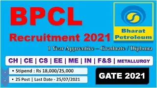 BPCL Recruitment 2021, BPCL Apprenticeship 2021 | Stipend ₹25,000 || Chemgate Academy