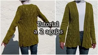 Como tejer cardigan o suéter abierto calado con hojas parte 1- knit cardigan