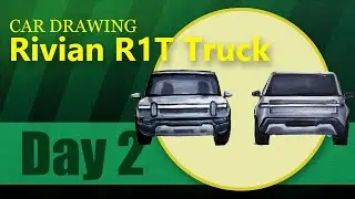 Car Drawing: Rivian R1T Truck | Day2 Front & Back view