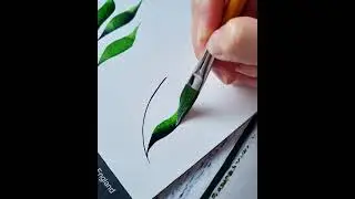 Painting Watercolor Leaves Using Golden Natural  Dagger Striper by Silver Brush