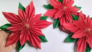 DIY Christmas Flower | Paper Flower Making | Christmas Decorations | Crafting Corner
