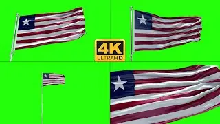Liberia flag green screen 4k