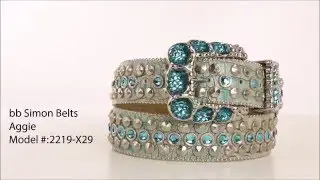bb Simon Swarovski Crystals Italian Leather Belts Made in USA 2219 X29 Aggie