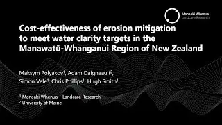 Cost-effectiveness of erosion mitigation to meet water clarity targets in the Manawatu-Whanganui, NZ