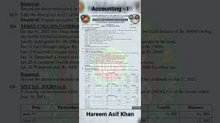 Accounting | Class 11th (XI) | Anees Hussain | Important for 2022 | Sindh Board