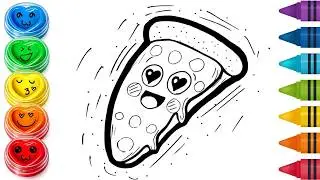 Cute Food Drawing Tutorial | Kawaii Pizza Slice | Doodle Art