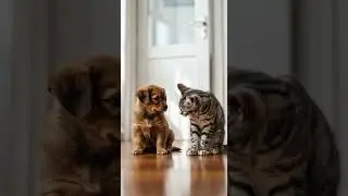 Mackerel Tabby Smacks Wolf Pup&hellip; Until Wolf Learns Respect #catsoftiktok #puppylove #animalfriends