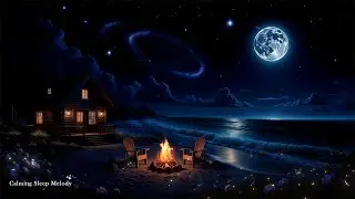 (No Ads) Relaxing Nightscape for Sleep &bull; Calm Music with Gentle Waves &bull; Release Stress Tonight