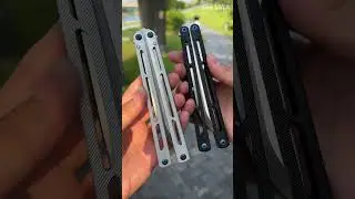World champion knife thrower plays with butterfly knives