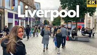 Amazing walk around Liverpool city. 4K