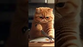 Cute Chef Cat Cooking & Eating 😻🔥 | Viral Cat Video #shorts #viral