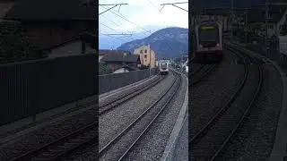Dual track in Hergiswil with an Interregio! #train #trainspotting #trains #switzerland #lucerne