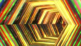 Abstract golden RGB tunnel background animation loop
