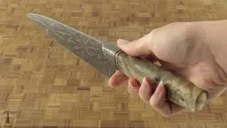 Integral Damascus Chef Knife (7-3/4 in) with Buckeye Burl