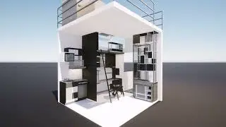 Time-lapse  renderizado y texturizado -  mobiliario para microliving experimental