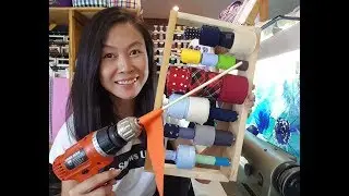 Drill + Chopsticks = Organized Sewing Space!!