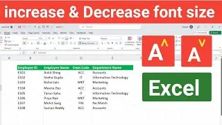 Font size increase and decrease in excel | How to increase text size in excel #excel