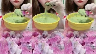 ASMR 얼음먹방 GREEN MATCHA POWDER ICE EATING SOUND 💚🍵 SHAVED ICE CRUNCH 녹차 | Матча | 抹茶 | ماتشا