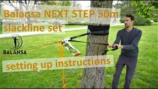 Balansa Slackline - 50m longline with ratchet and pretension / soft-release system - Setting up