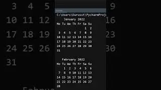 Make Calendar of Whole Year in Python