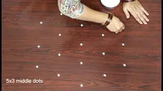 Beautiful flower rangoli and kolam design🌸simple color muggulu design with 5dot🌸Great Indian Rangoli