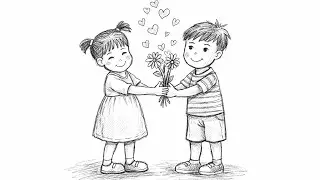 How to Draw Cute Couple | Simple Valentine Drawing for beginners || step by step || @Animagic-13 