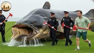 Heroic Rescue Awareness Brave Heroes Save Helpless Cat From Giant Catfish Attack | Animal Rescue #55
