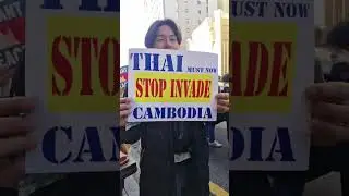 Cambodian  in South Korea protest against Thai invasion