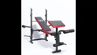ISE Banc de Musculation Multifonction R&eacute;glable Pliable Inclinable Fitness pour Entrainement Complet