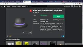 Bighead Is On Sale And BIG: Purple Banded Top Hat | Roblox Memorial Day Sale 2019 #10