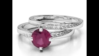 AGnSons WGold Ruby Bridal Set Ring 2001