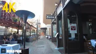 Downtown Menlo Park 4K - Santa Cruz Ave - Treadmill, Elliptical Walking Tour