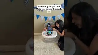 First taste of cake: messy but worth it #cake  #baby #cutebaby #shorts  #6monthsbaby #lakshya
