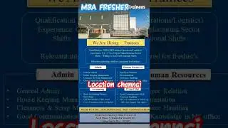 mBA Fresher #vacancy #hr #admin #industry #mba #fresherjobs #chennai #jobs #hrjobs #trainee #role