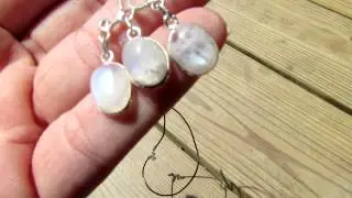 Moon Dance - Genuine moonstone pendant on black leather necklace with 925 clasp by DirtyGirlDiamonds