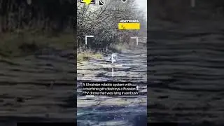 Ukrainian Robotic System With Machine Gun Destroyed Russian FPV Drone #warinukraine