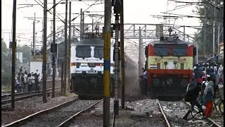 RAJDHANI'S & POORVA EXPRESS BRUTALLY OVERTAKES AMRAPALI EXPRESS with MEGA OFFLINK  ARAKKONAM WAP1