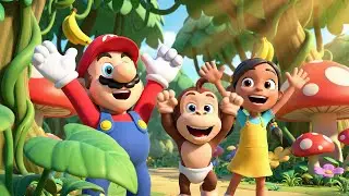 Mario Baby Monkey Kong Slipped on a Banana | Nursery Rhymes for Kids & Baby Songs