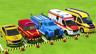 POLICE CARS, FIRE DEPARTMENT, AMBULANCE VEHICLES TRANSPORTING WITH MAN TRUCKS ! Farming Simulator 25