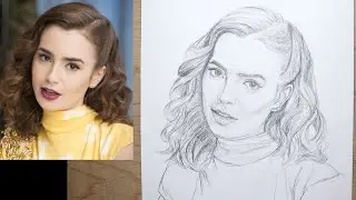 Научитесь рисовать Лили Коллинз методом Лумиса.