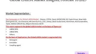 LABSA Market Growing Production, Demand and Revenue 2019 to 2025