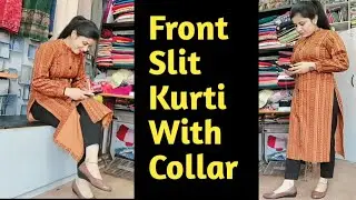 DIY Open Front Slit Cut Kurti Cutting And Stitching🔥 With Ban Collar