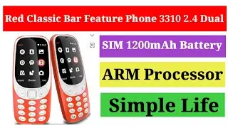Red Classic Bar Feature Phone 3310 2.4 Dual SIM 1200mAh Battery ARM Processor Simple Life