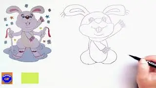 Drawing Cute Rabbit on Skiing || Cartoon Tales Trending