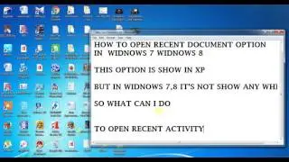 Find Recent Document Option in Windows 7,8....